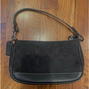Coach vintage mini shoulder bag. Patterned with logo and leather